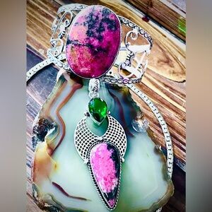 Holiday Pink Black Precious Gemstone Sterling Silver Vintage Jewelry Selections